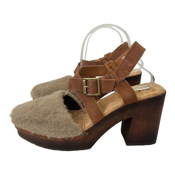 Korks Womens Size 10 Faux Fur Ankle Strap Wendy Clog - Picture 4 of 8